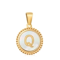 18K gold plated necklace with circular Mother of Pearl pendant and golden letter Q - Letter Q