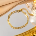 Classic 18K gold plated stainless steel paperclip chain bracelet with lobster clasp - Bracelet - Gold