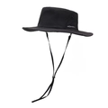Black outdoor hiking sun hat with UV protection logo and adjustable chin strap - One Size / Black