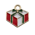 Ciondolo pacchetto regalo di Natale in smalto rosso e verde per creazione gioielli fai da te - Scatola Regalo (18065) / 1 pezzo (15x15mm) / Rosso e Verde