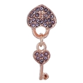 Pendente chiave cuore in oro rosa con zirconi viola per la creazione di gioielli - 030: Oro Rosa con Pietra Viola Lucchetto a Cuore e Chiave