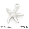 Silver starfish charm in stainless steel for beach jewelry, size 17x14mm and weight 0.7g - Silver Sea Star (KLJ9934-Z)