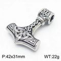 Pendentif marteau de Thor Mjolnir viking punk rétro en argent avec runes nordiques - Style Marteau de Thor 3D (KP120362-MZOZ)