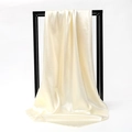 Elegant cream satin silk scarf with glossy finish hanging on a minimal display frame - Beige (SD90-48-13)