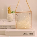 Acrylic gift box with golden handle, warm white LED string lights and paper filler - Hard Gift Box + Raffia