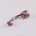 G23 titanium navel ring with pink zircon stones in a four-prong setting - 1.6*10mm / Morganite Pink