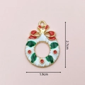 Christmas enamel wreath charm for DIY crafts featuring a red bow and green leaves - 2398 Large Rhinestone Wreath