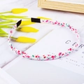 Floral print hairband with white fabric and red blossom pattern for children - White with Red and Pink Flowers
