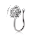 Silver flower faux nose stud with 6.5mm diameter and polished metal finish - Rose
