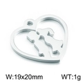 Silver stainless steel heart pendant with couple silhouette, 19x20mm 1g jewelry charm - Steel Style 6 (KLJ2358-Z)