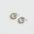 Silver hammered flower stud earrings with pavé zircons and octopus design - Octopus Silver Studs