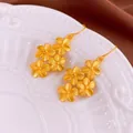 Vintage gold flower drop earrings with matte finish and elegant floral design - Gold Tiny Flower Hook (74#)