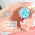 Mermaid sky blue fish scale glitter gel for eye makeup in a square container - Single Jar / Mermaid Sky Blue