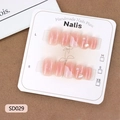 Handmade shimmer pink press-on nails set with pearls and white marble marbling effect - XS / Pink Gradient Blush Pearl Style (SD029)