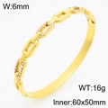 Gold chain link bangle with sparkling cubic zirconia accents for women, 6mm width - Hollow Chain Link Zirconia Style (KB210758-KSZ)