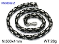 Titanium steel emperor chain necklace with black rubber links and silver metal accents - 18cm / 4mm Black Silver Tone