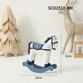 Blue and white wooden rocking horse Christmas ornament, size 22cm by 25cm for decor - Rocking Horse (White Style)