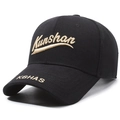 Gorra de béisbol negra con bordado Kunshan en 3D, estilo deportivo casual en algodón - Ajustable / Negro con bordado dorado