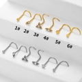 Set di 6 piercing al naso in acciaio inossidabile con zirconi in oro e argento - Stile Sfera Rotonda (1#) / Argento