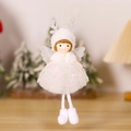 Détail de l'ange de Noël blanc avec jupe en tulle à paillettes et bois argentés - Ange Blanc (K-TS201)