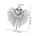 Vintage stainless steel heart pendant with sunburst radiant lines for DIY jewelry - Steel Color Textured Ray Heart Style 3