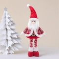 Poupée Père Noël télescopique avec manteau à carreaux rouge et blanc et jambes rayées - Père Noël