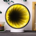 Natural amethyst crystal night light with round USB base and warm yellow interior glow - Yellow Crystal Rough Stone Layered Mirror (single Color) With White Frame / Brown Kraft Paper Box Packaging (17*10.5*20.5cm)