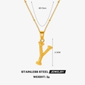 Golden stainless steel letter Y square pendant necklace on a twisted rope chain - Letter Y