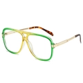 Retro aviator sunglasses with yellow-green gradient frame and gold metal hollow temples - Yellow Green Frame
