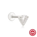 Clou de piercing triangle géométrique en argent S925 avec zircon transparent brillant - Ton Argent #12 (Grappe de triangles)
