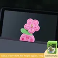 Ornamento per auto a fiore fortunato rosa con simbolo di moneta d'oro e base ricca - Stile A Fiore Rosa