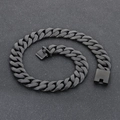 Chaîne cubaine 24mm noire mate en acier inoxydable avec boucle à fermoir boîte robuste - 60CM / Noir sablé mat