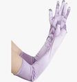 Eleganti guanti lunghi in raso elasticizzato viola sopra il gomito per abiti da sera - Taglia unica / Viola Chiaro
