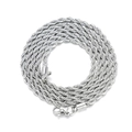 Collar de cadena de cuerda plateada pulida con cierre de langosta para hombre estilo hip hop - Cadena de Cuerda de Acero Inoxidable Plateada de 3mm*24pulgadas