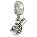 Silver retro microphone charm pendant with sparkling cubic zirconia for DIY bracelets - Bottle Shape Hollow Rhinestone Bead