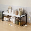 White wooden kitchen counter organizer shelf with black metal frame 50.7x20x18cm - 50cm Black Frame + White Board