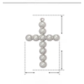 Detaildiagramm für Edelstahl Kreuzanhänger mit Perlen und genauen Größenangaben - Perlenkreuz / Silber