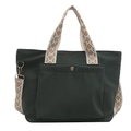 Borsa tote verde scuro con manici in tessuto fantasia e tracolla regolabile per uso - Verde