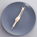 Novelty bone-shaped ballpoint pen in ivory white with detailed anatomical bone structure - Style E (Femoral Head Shape)