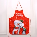 Red Christmas apron featuring snowman print and Merry Christmas text for holiday parties - Snowman