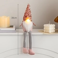 Luminous 30cm pink sequined hat Christmas gnome with long legs and warm LED lighting - Small Pink Light-up Long Leg Gnome
