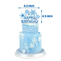 Blue snowflake themed Happy Birthday cake topper decoration for party supplies - Cake Topper