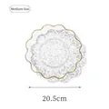 Medium 20.5cm glass dessert plate with hammered texture and elegant gold rim - Medium / Clear White