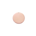 Close-up of a polished rose gold stainless steel round charm with a pre-drilled hole - 8mm (DH031) / Rose Gold