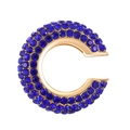 Elegant C-shaped golden ear cuff with dense blue rhinestones for non-pierced ears - Outer Diameter 2.1cm / KC Gold - Dark Blue (0165)