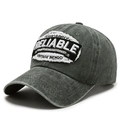 Vintage dark gray washed cotton baseball cap with Reliable embroidery and distressed patch - Adjustable / Army Green