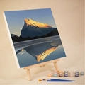DIY landscape painting kit with snowy mountain canvas, acrylic paints, brushes and easel - 20x20cm Framed Kit / HD33 Snowy Mountain Lake