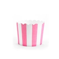 Pirottini di carta per muffin a righe bianche e rosa con bordi ondulati - Righe Larghe Medie (Rosa)