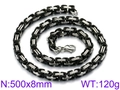Men's hip hop king chain bracelet in black and silver steel, 500x8mm size - 8mm Two-Tone Black