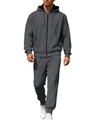 Men's grey hooded fleece tracksuit featuring a zip-up sweatshirt and joggers - Dark Gray